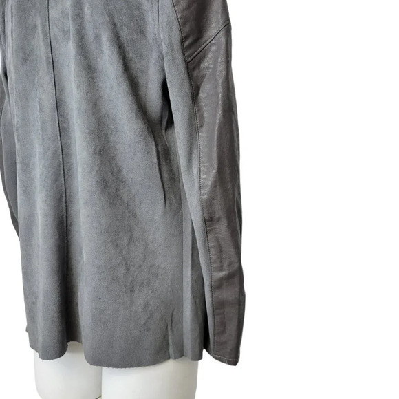 Blank NYC Womens Faux Suede/Leather Drape Front Jacket Cardigan Size XS Gray - Picture 6 of 9